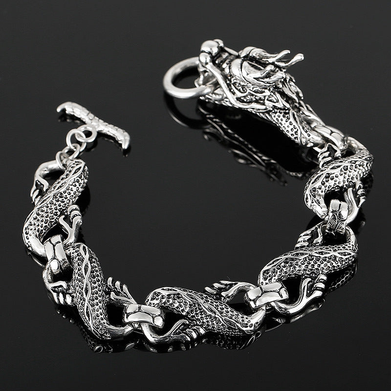 Antique Dragon Head Stainless Steel Men's Bracelet