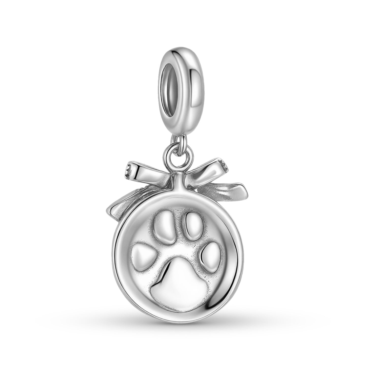 Planderful Jewelry S925 Sterling Silver Bow Dog Paw Pendant Necklace Elegant Gift For Her