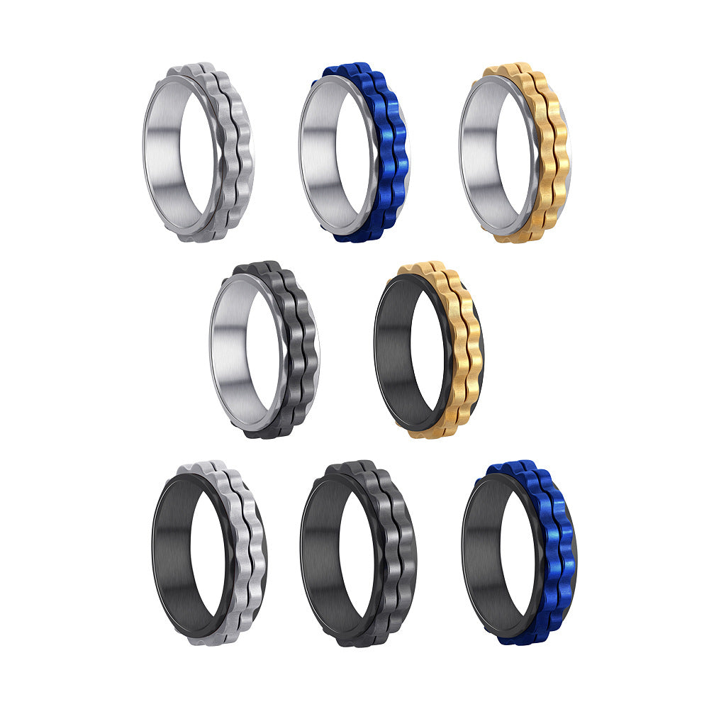 Planderful 6mm Titanium Steel Gear Ring Rotating Pressure Relief For Unisex Hands Everyday Genie