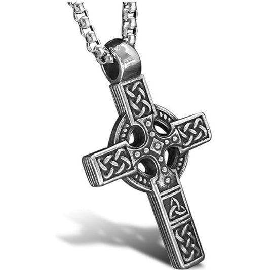 Celtic Cross Stainless Steel Men's Pendant Necklace