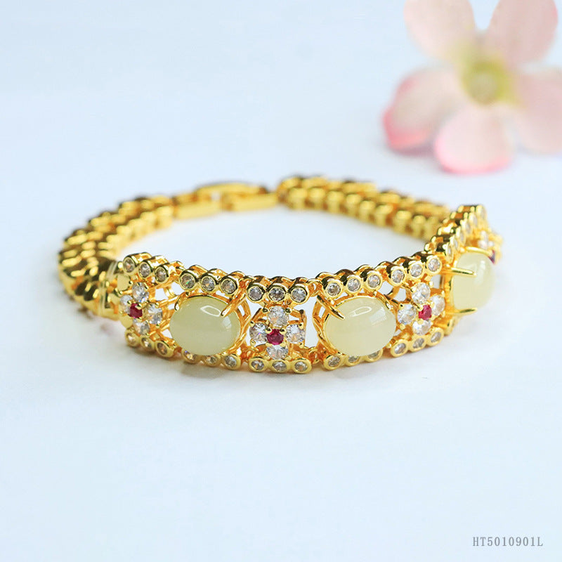 Qingshui Hetian Jade Wheat Motif Bracelet