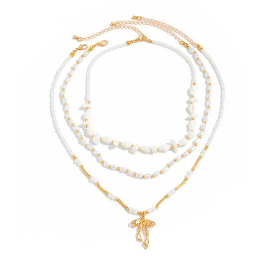 Bohemian Conch Bow Pearl-Style Necklace