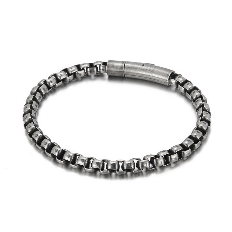 Planderful Square Pearl Bracelet Retro Magnetic Buckle Men