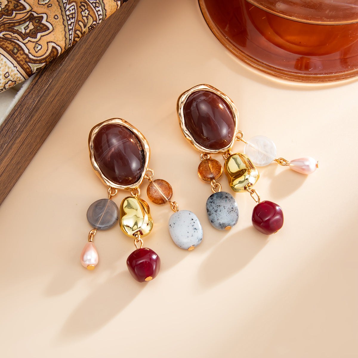Planderful Maillard Retro Beaded Fringe Stud Earrings For Women Versatile Statement Jewelry Vienna Verve
