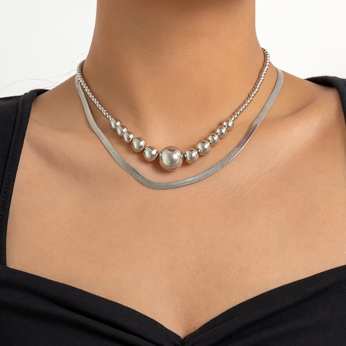 Planderful Snake Chain Necklace Vienna Verve Double Layer For Women Versatile Statement Jewelry