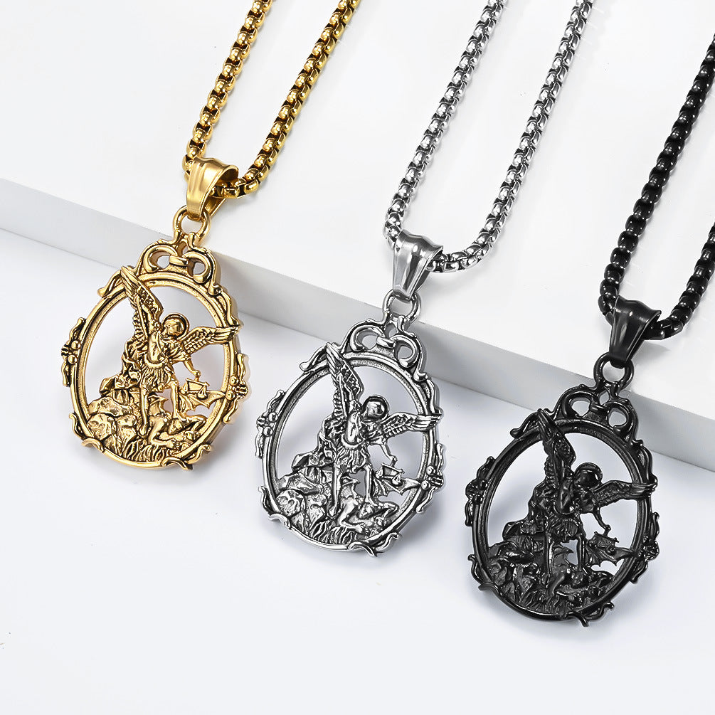 Timeless St Michael Necklace Titanium Steel Archangel Pendant For Men And Women By Planderful Everyday Genie