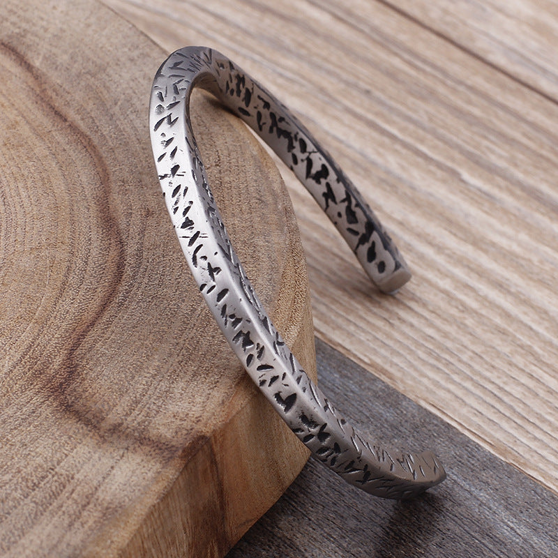 Opening C Pattern Titanium Steel Men's Bracelet