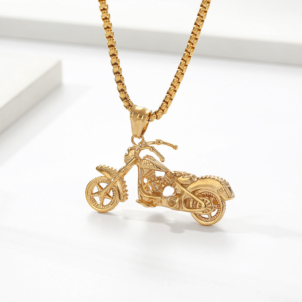 Planderful Skull Motorcycle Pendant Necklace For Men Durable Steel Hip Hop Style Now