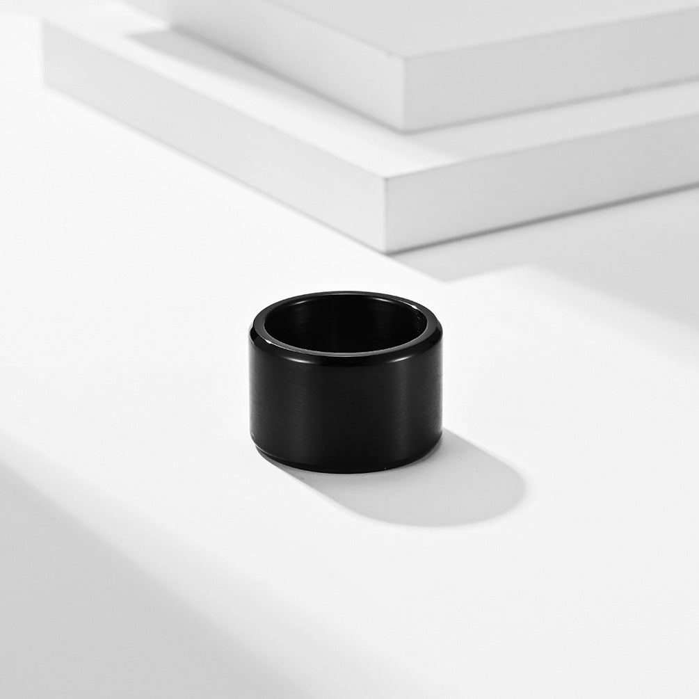 Planderful Titanium Steel Ring Flat Matte Brushed Finish Inside And Outside For Men Vintage Hip Hop Style