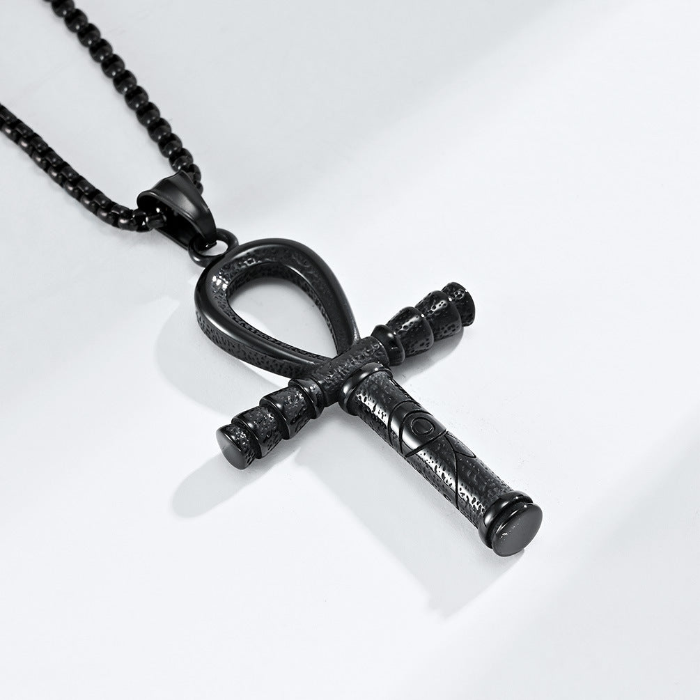 Egyptian Eye Of Horus Ankh Necklace Titanium Steel Cross Pendant Planderful Everyday Genie Gift For Her