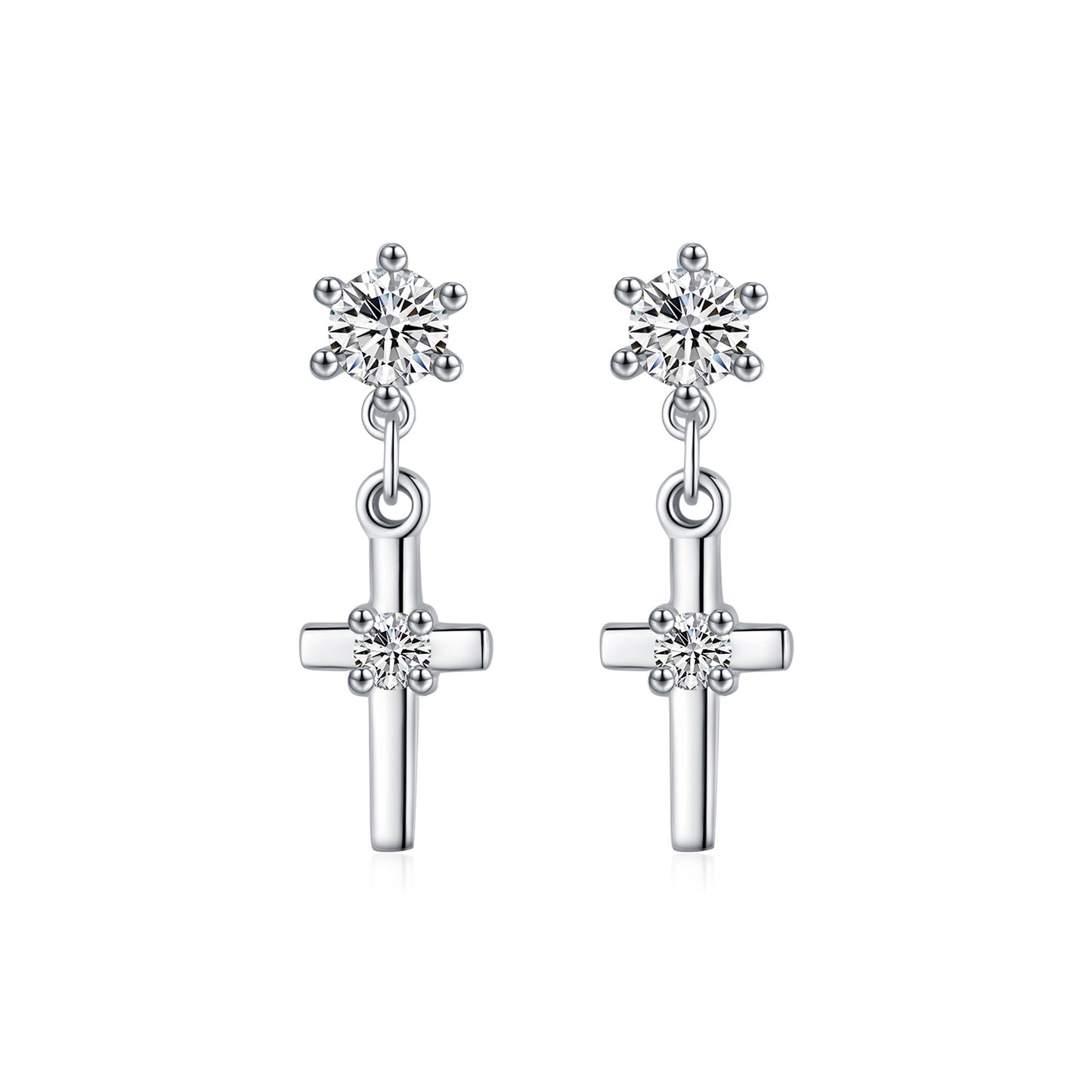 Planderful Everyday Genie Earrings – Retro Swaying Cross Design with Zircon Sparkle