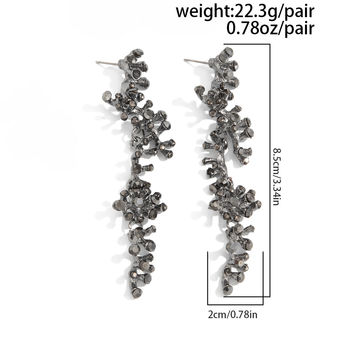 Exaggerated Coral Branch Zircon Earrings Planderful For Women Statement Geometric Jewelry