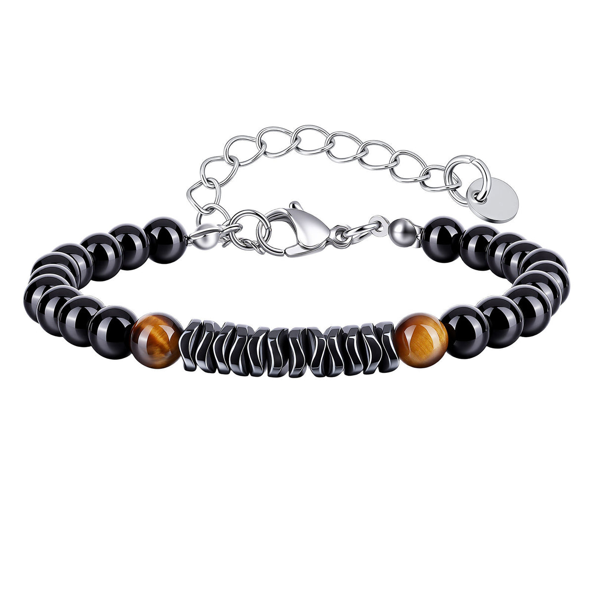 Tiger's Eye Black Stainless Steel Bracelet for Men