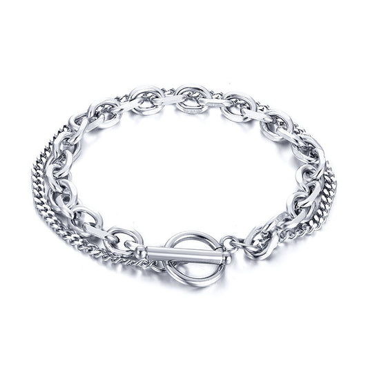 Stainless Steel Angle Chain Double-layer Bracelet for Men