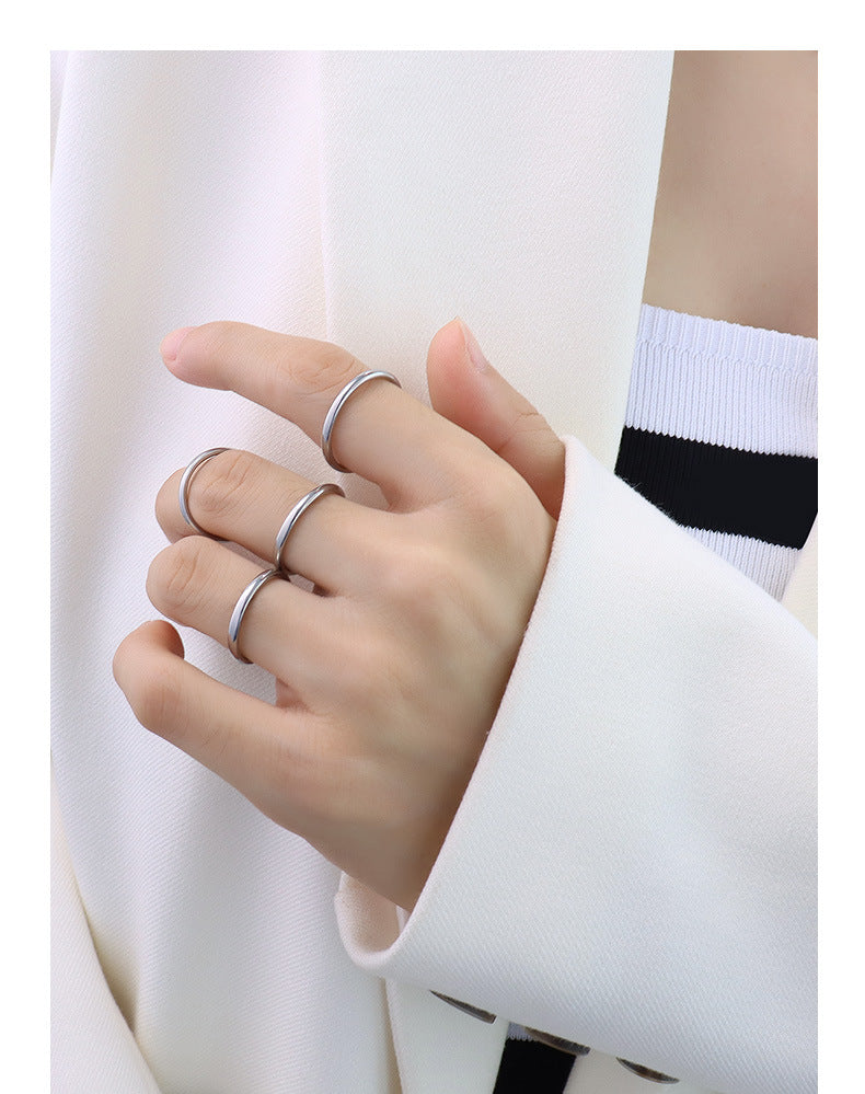 Golden Titanium Steel Plain Ring with Adjustable Aperture - Non-Fading Gold Plated