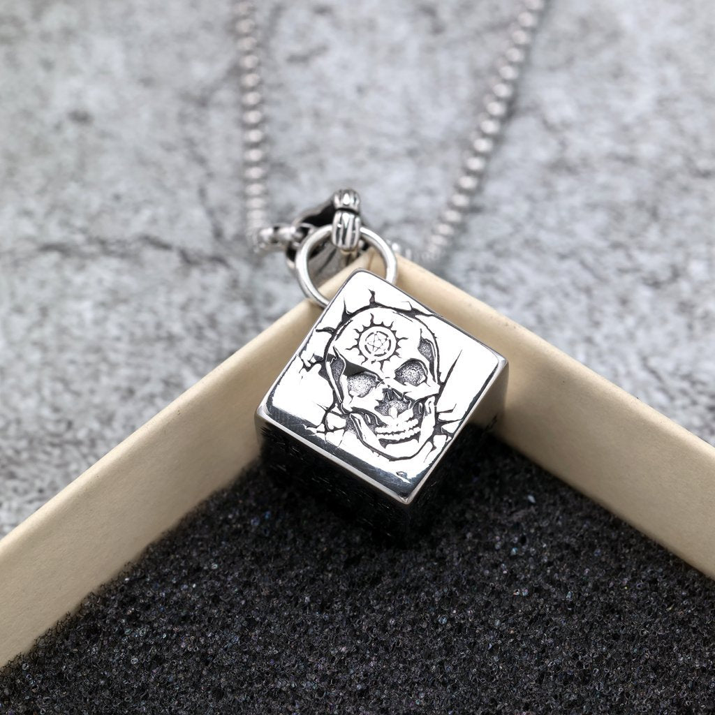 Planderful Skull Dice Pendant Durable Stainless Steel Unisex Gothic Punk Jewelry For Men And Women