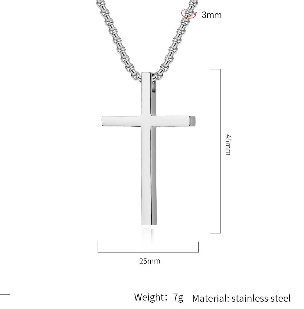 Planderful Everyday Genie Cross Necklace For Men Titanium Steel Smooth Finish Hip Hop Style Long Chain