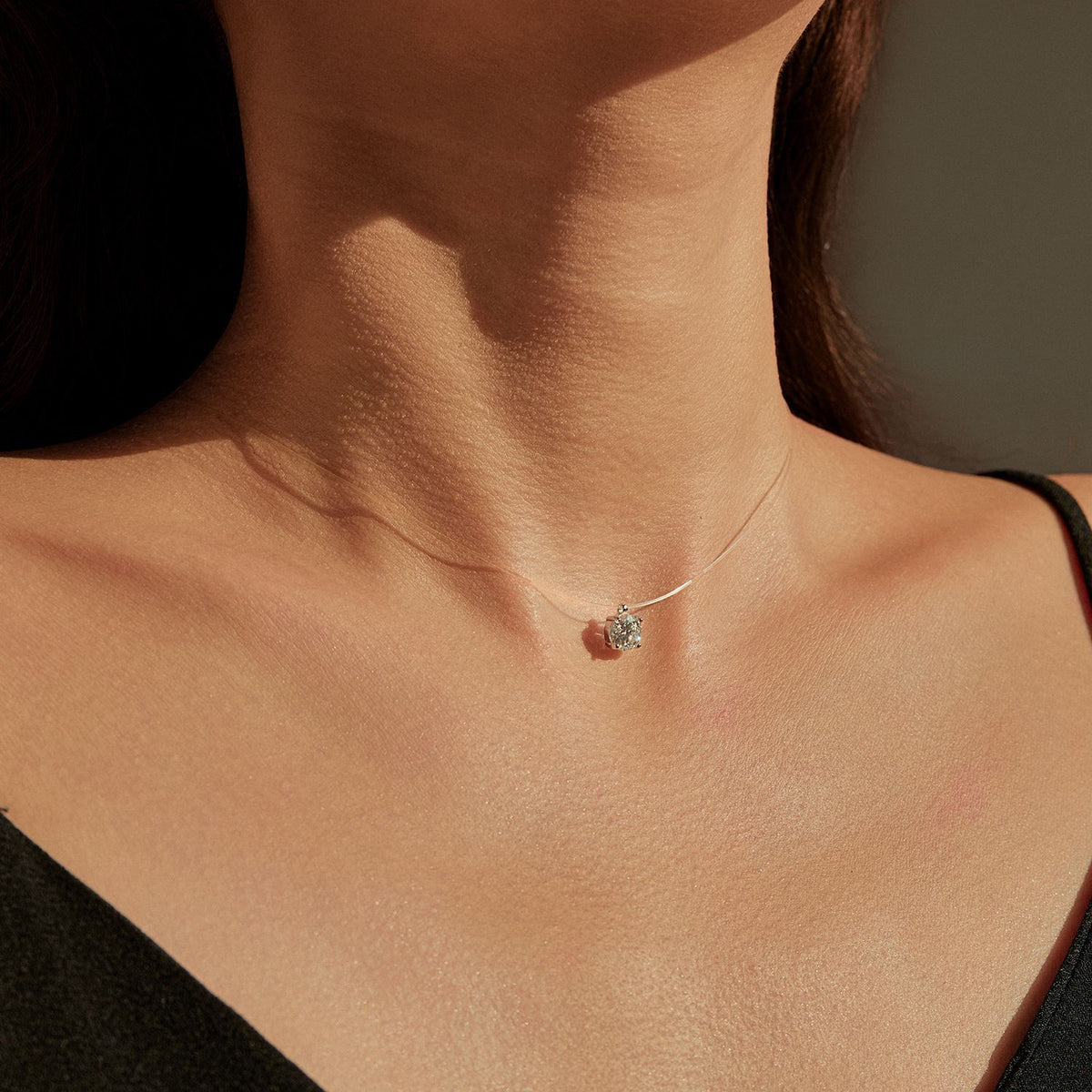 925 Sterling Silver 1 ct Moissanite Floating Necklace