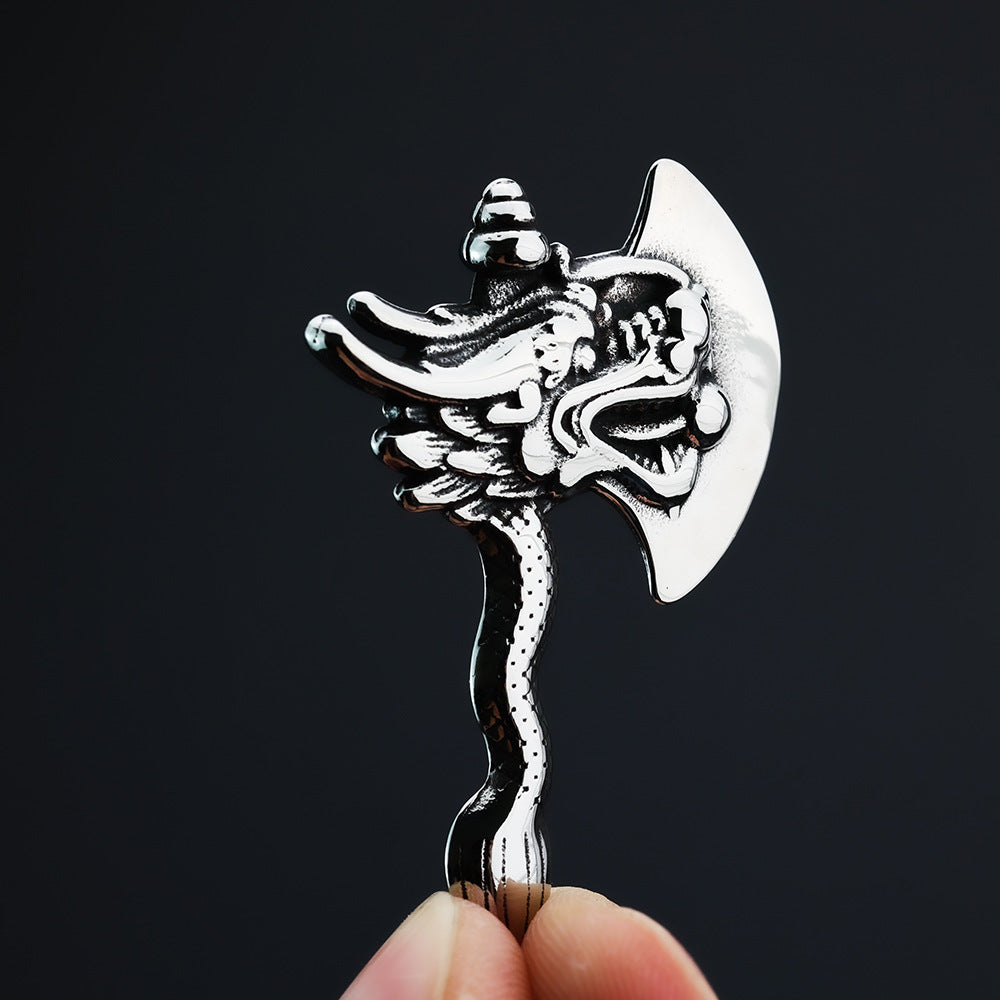 Men's Stainless Steel Pendant Double-Sided Dragon Axe Pendant