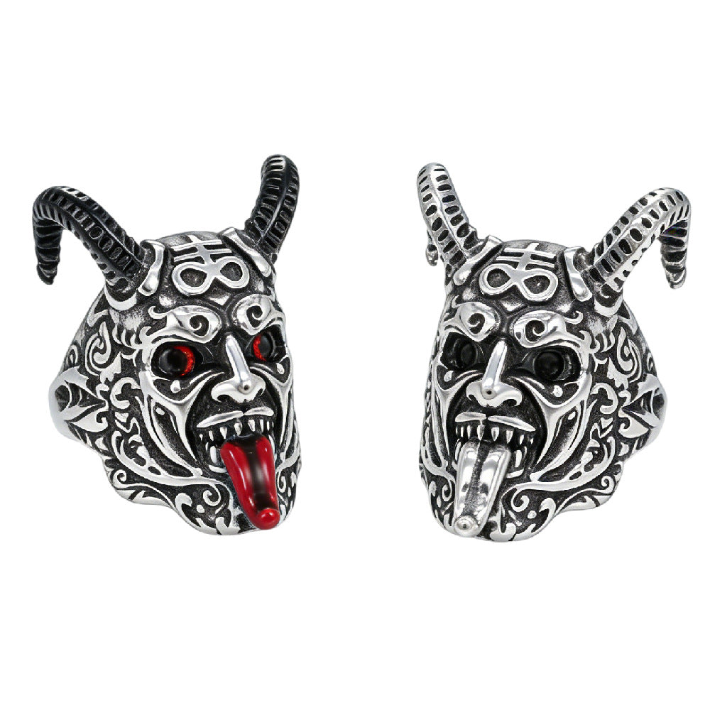 Planderful Everyday Genie Retro Devil Ring For Unisex Protection In Steel Jewelry Statement