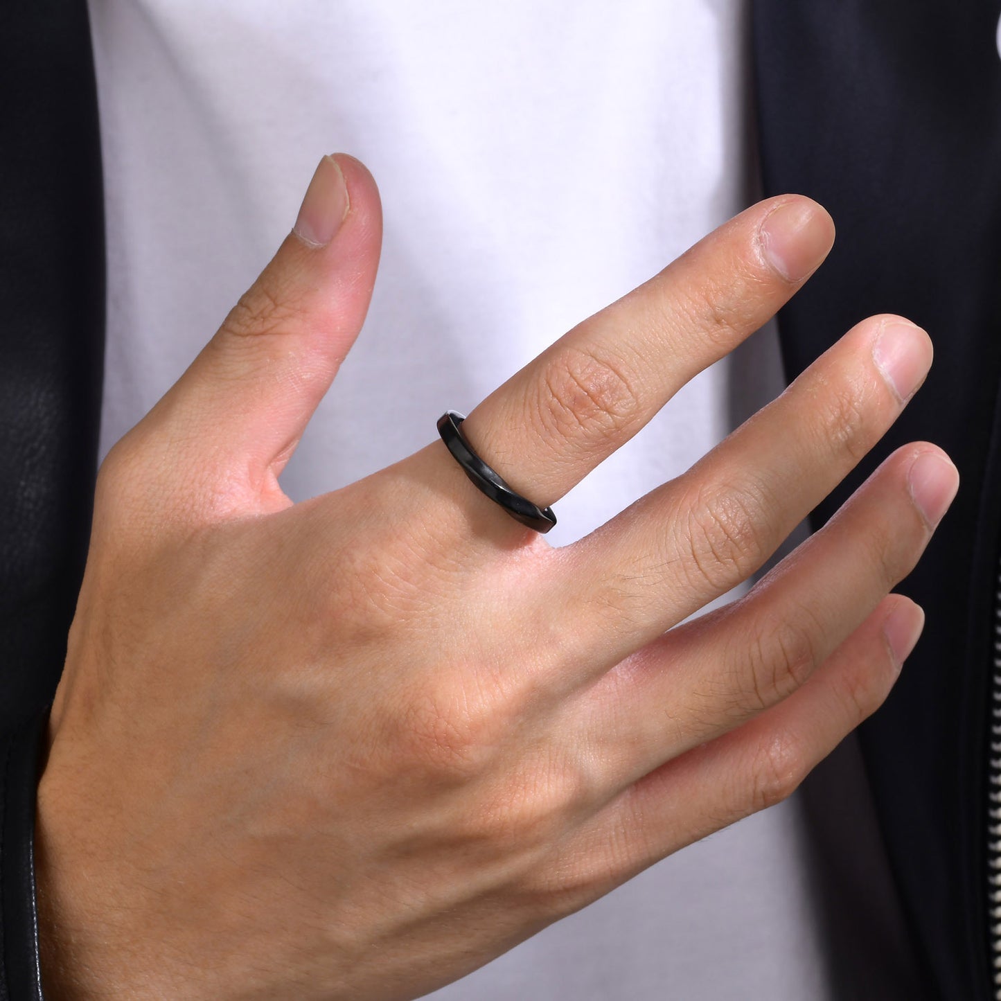 Stainless Steel Mobius Black Ring Simple Fashion Ring for Men