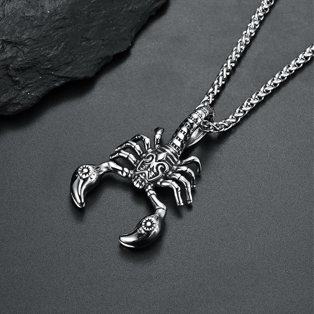 Planderful European Gothic Scorpion Stainless Steel Pendant Necklace Personalized for Dark Style Fans