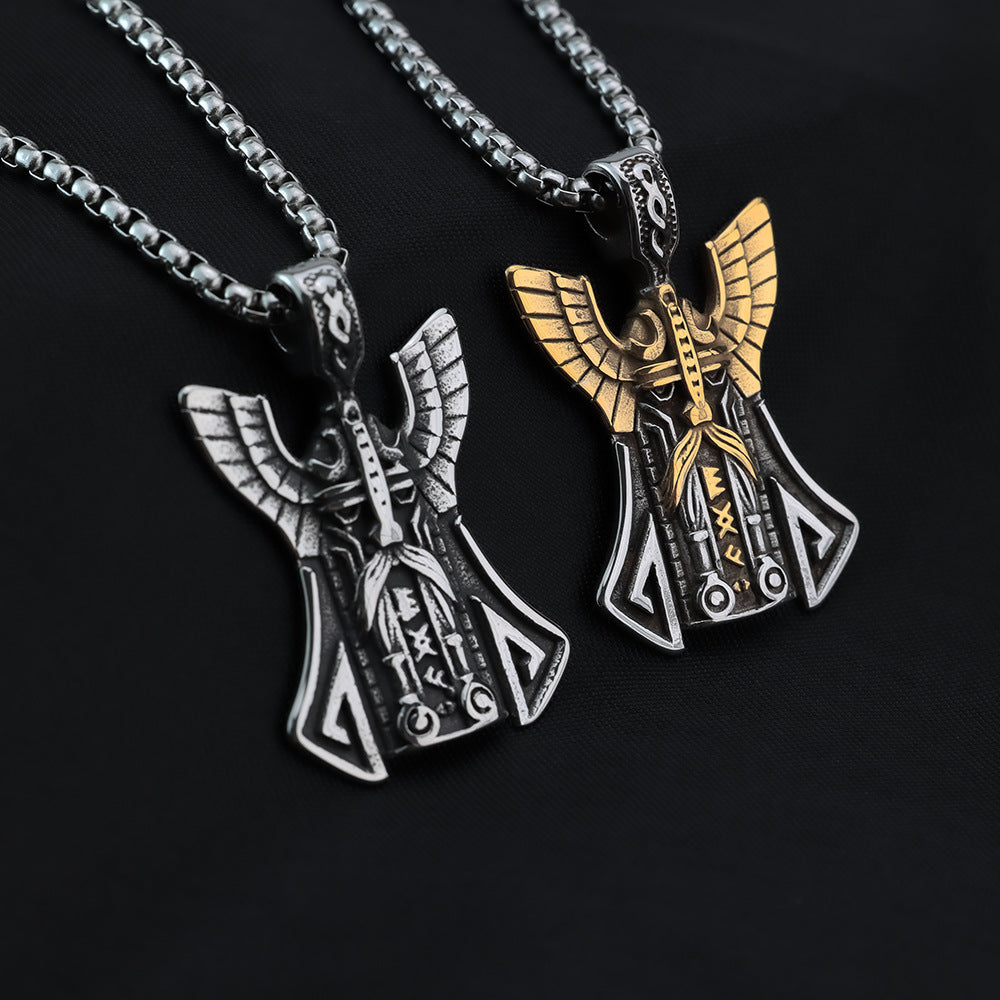 European and American Jewelry Wholesale Titanium Steel Men's Pendant Necklace Retro Viking Odin Warrior