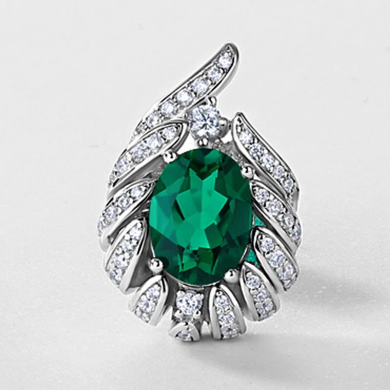 S925 Sterling Silver Lab-Grown Emerald Signature Stud Earrings