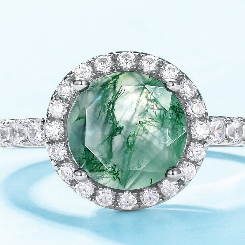 S925 Sterling Silver Moss Agate Signature Ring