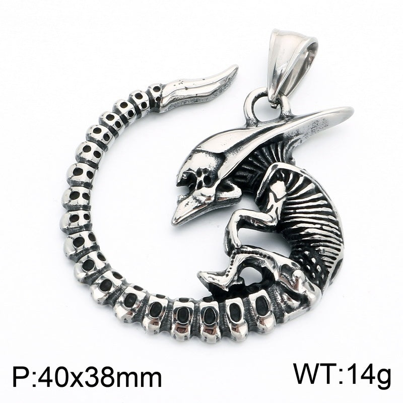 Beast Reptile Fish Titanium Steel Pendant Vintage Dragon Snake Crocodile Men's Stainless Steel Necklace