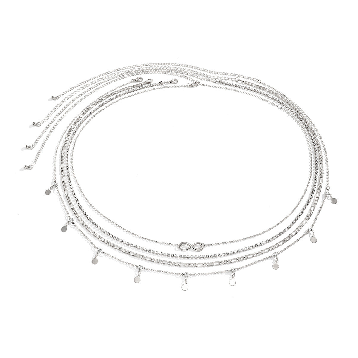 European and American Vacation Waist Chain with Zircon Infinite Symbol Set Body Chain