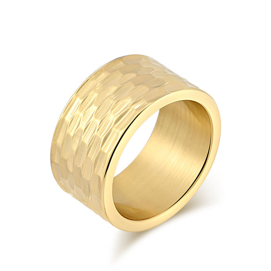 Planderful Titanium Steel Ring For Men With Honeycomb Concave Convex Pattern Bold Durable Modern Jewelry For Him