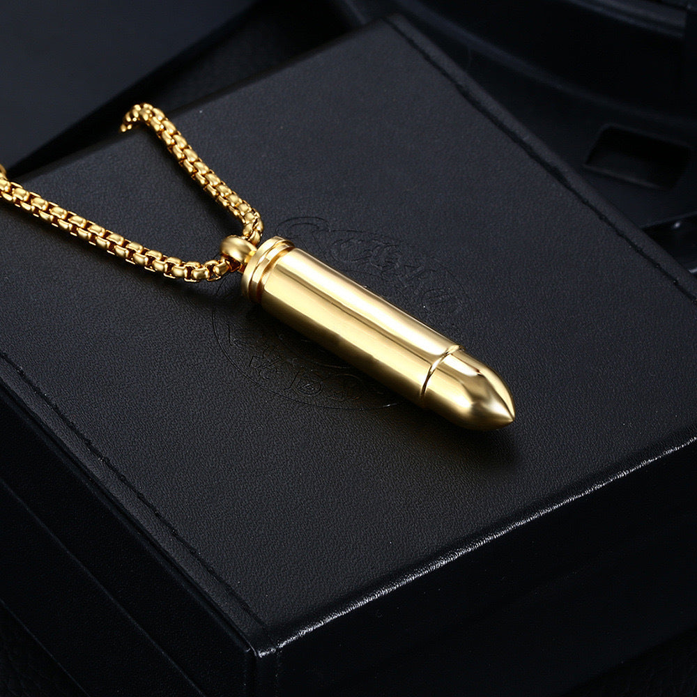 1. Planderful Stainless Steel Bullet Pendant Necklace Unisex Hip Hop Style Jewelry Gift