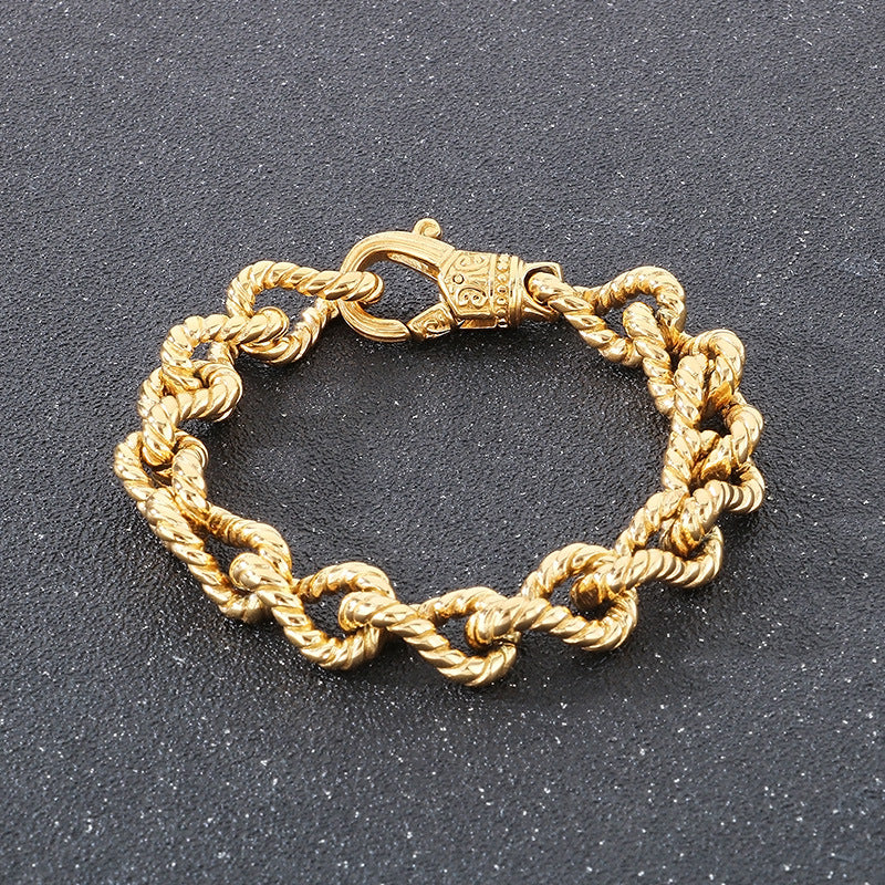 Planderful Mens Titanium Twist Chain Bracelet Retro Punk