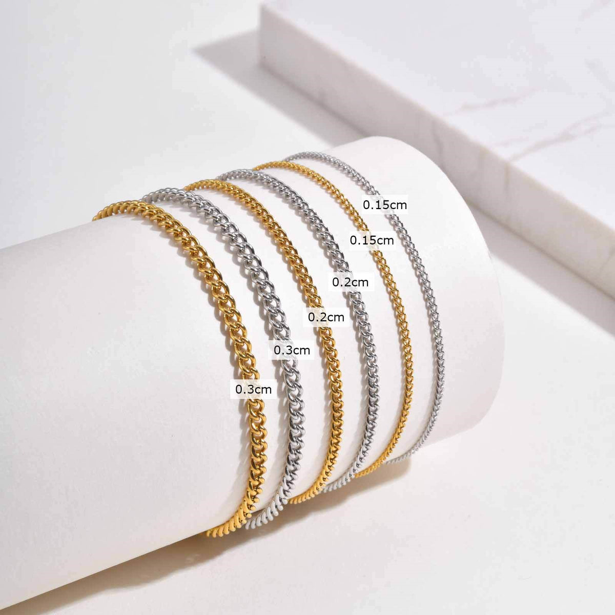Slim Herringbone Stainless Steel Bracelet