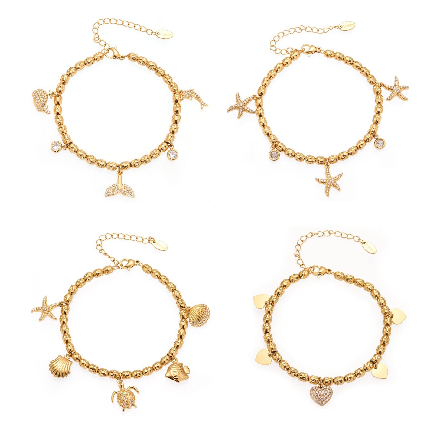 Planderful 18K Gold Plated Beaded Starfish Bracelet Beach