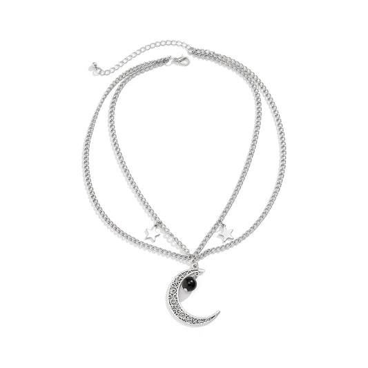 Planderful Vienna Verve Necklace – Retro Crescent Moon and Star Design