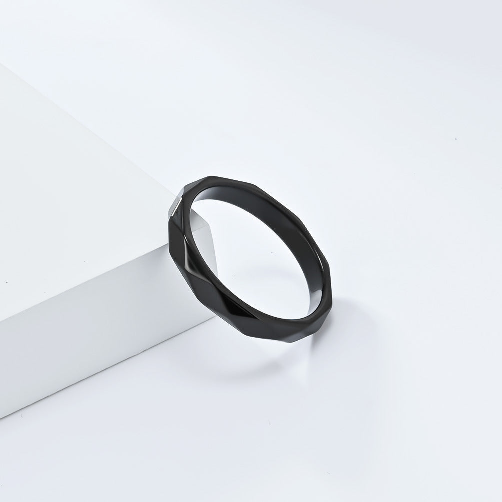 Cold Neutral Wind 4mm Rhombus Titanium Steel Ring Jewelry