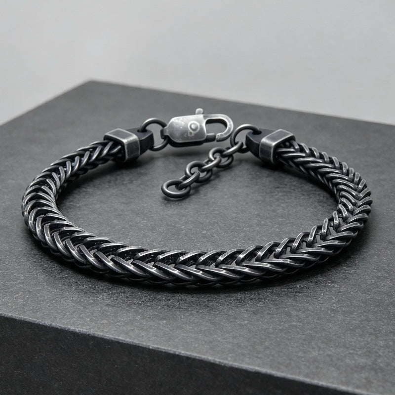 Encryption Keel Chain Adjustable Fox Tail Wheat Ear Woven Stainless Steel Unisex Bracelet