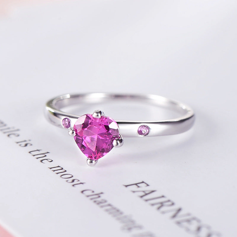 Elegant Sterling Silver Heart-shaped Zircon Ring for Women