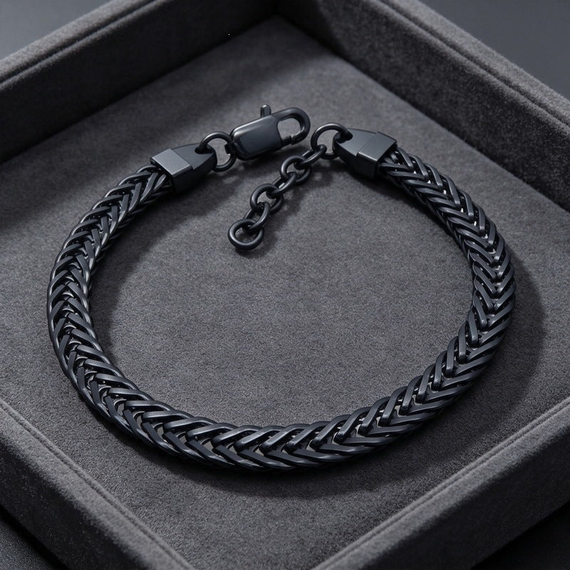 Encryption Keel Chain Adjustable Fox Tail Wheat Ear Woven Stainless Steel Unisex Bracelet