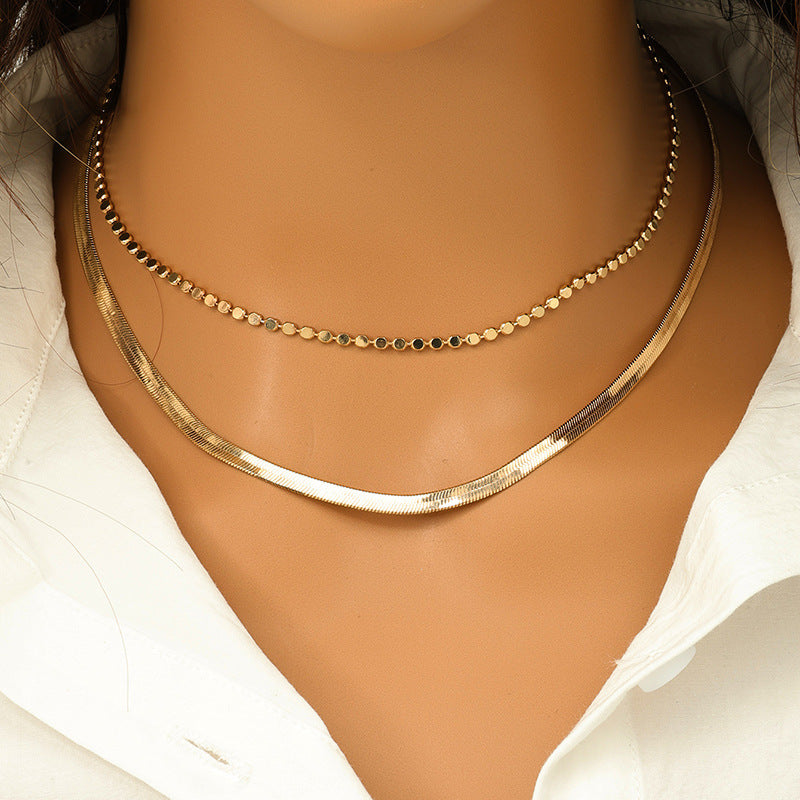 Elegant Double Layer Metal Dot Necklace for Stylish Women