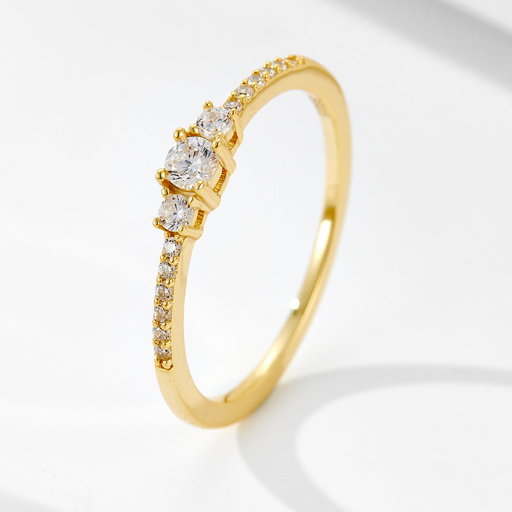 Planderful S925 Sterling Silver Zircon Ring For Women Exquisite Round Jewelry Light Luxury Fashion