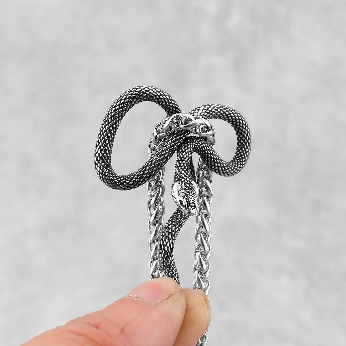1. Planderful Retro Gothic Snake-Shaped Pendant Necklace in Durable Titanium Steel for Stylish and Personality-Driven Men