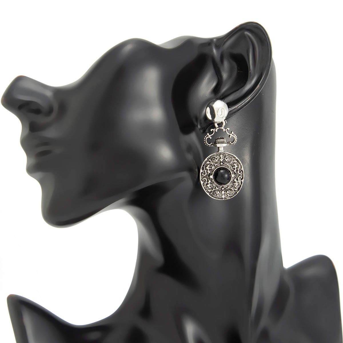 Planderful Vienna Verve Gemstone Pendant Stud Earrings For Women Retro Engraved Cloud Motif