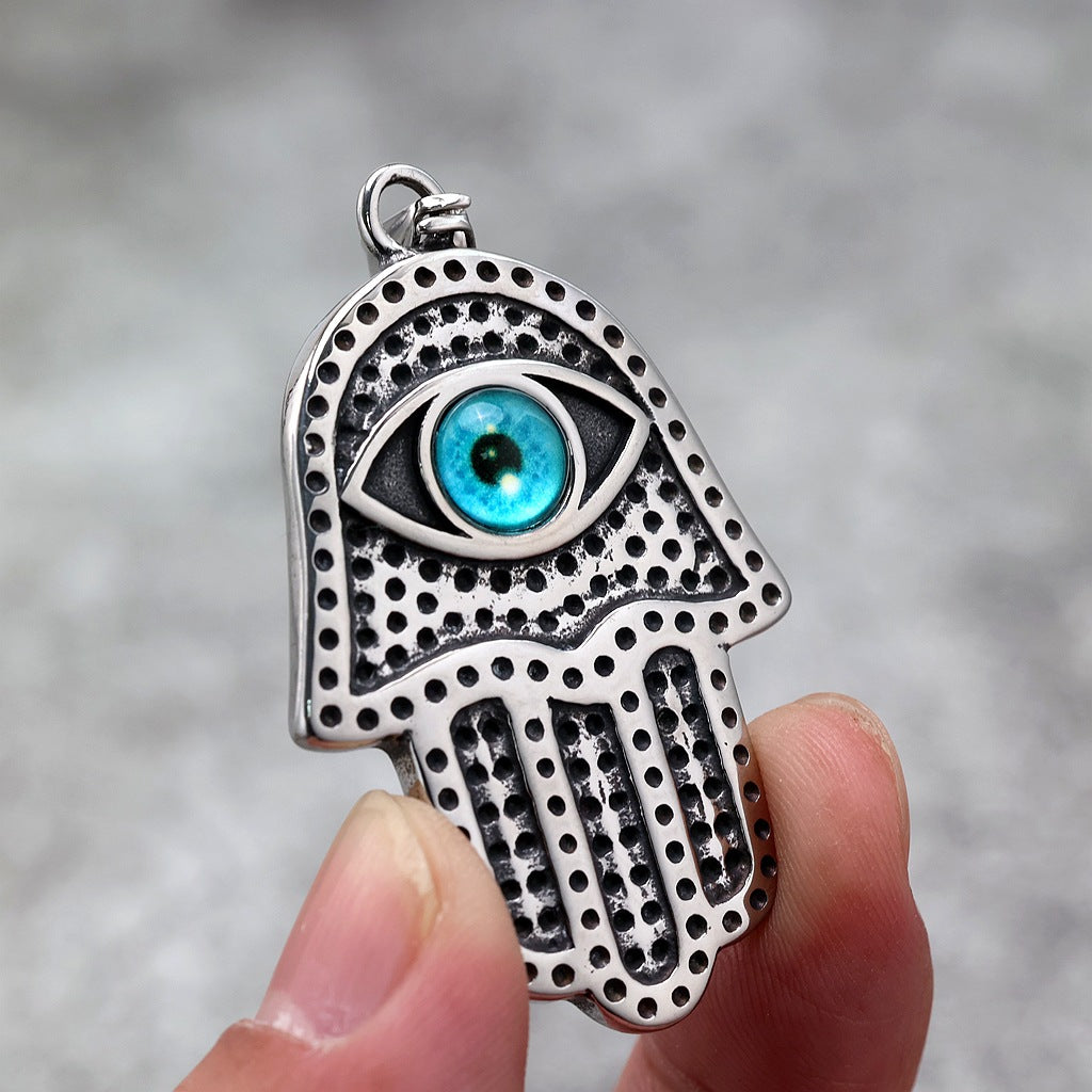 Vintage Single-Sided Stainless Steel Men's Pendant Necklace
