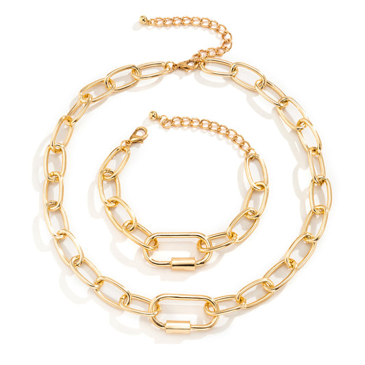 Elegant Punk Metal Necklace and Bracelet Set from Planderful Vienna Verve Collection