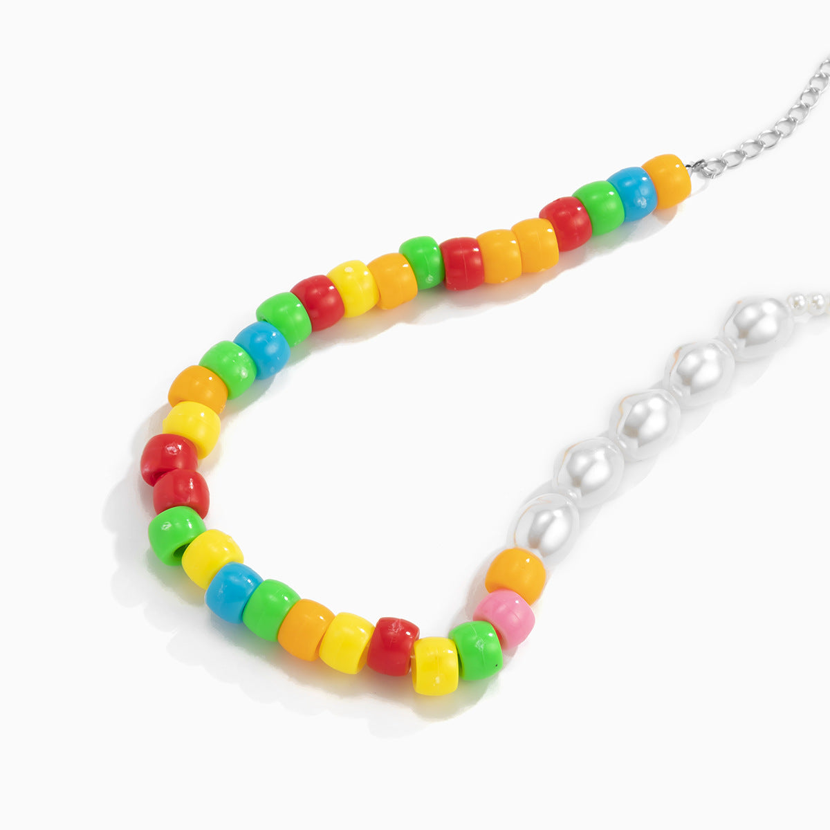 Imitation Pearl Collarbone Necklace By Planderful Color Beaded Asymmetrical Pastoral Design Statement For Women