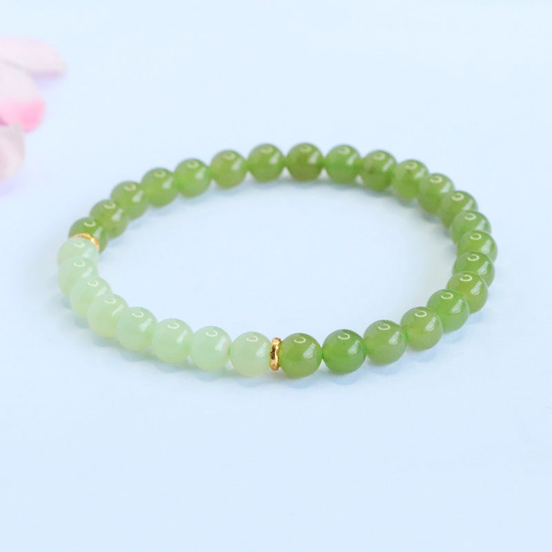 Gradient Hetian Jade Bead Bracelet
