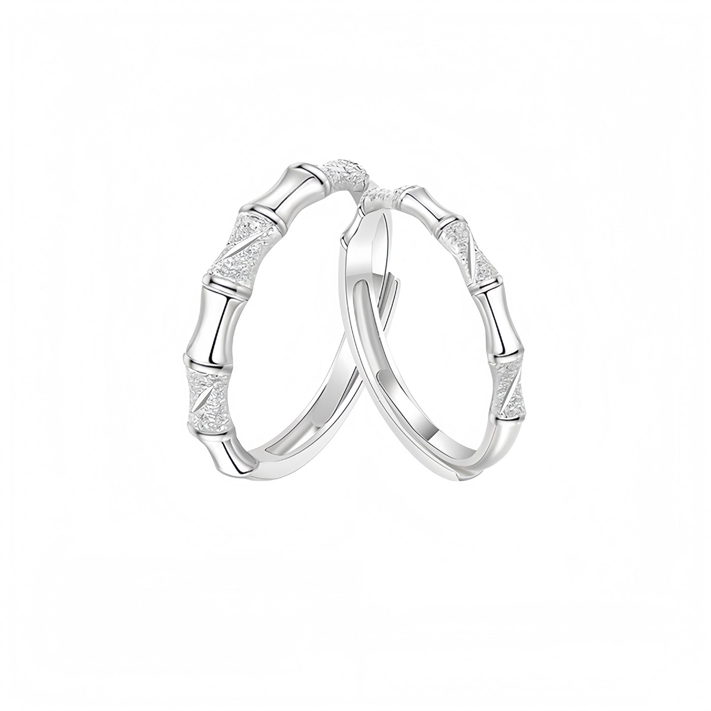 Sterling Silver Bamboo Couple Ring Unisex Adjustable Opening For Couples By Planderful Everyday Genie
